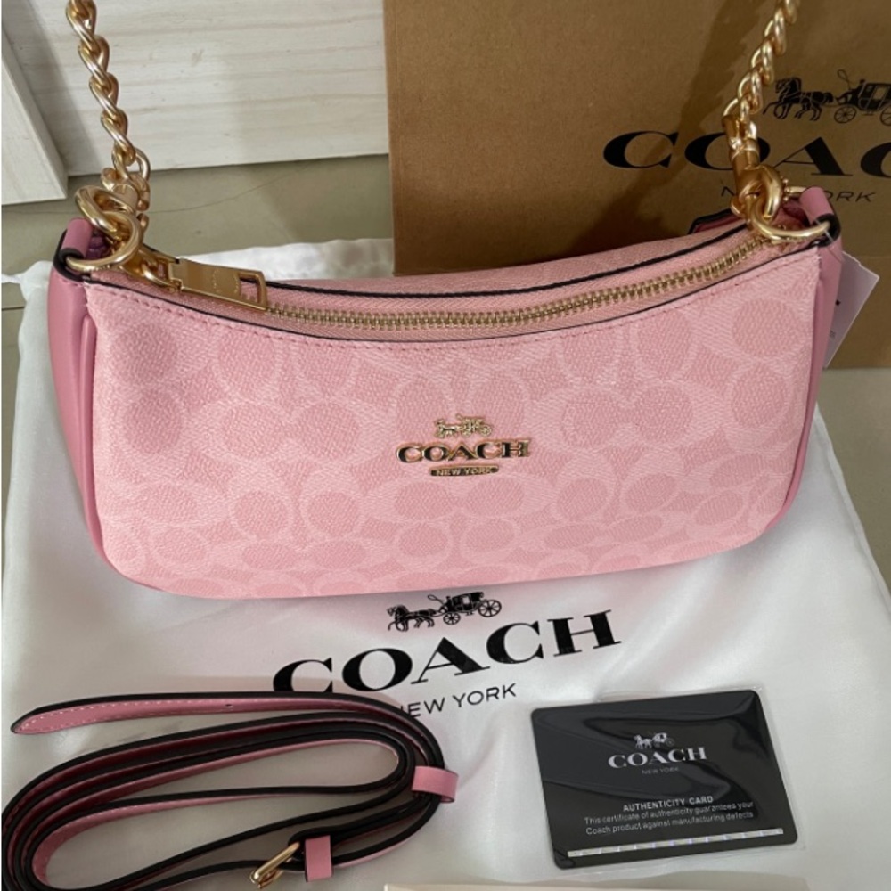 Coach Pink Signature Shoulder Bag with Gold Hardware CA933 - Picture 2 of 13